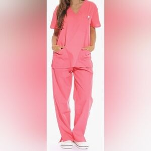 Just Love Women's, XSMALL, CORAL, MEDICAL SCRUBS SET (V-Neck with Cargo Pant)